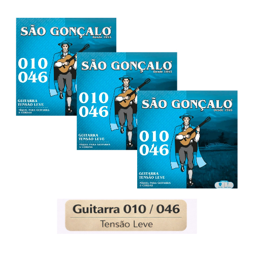 Kit com 3 Encordoamento Guitarra 010 Tensão Super Leve  Cordas 010 046 São Gonçalo em Oferta na Shopee