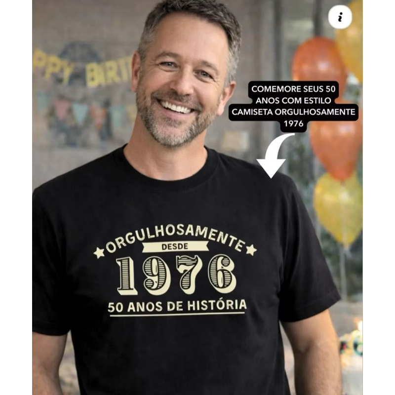 Camiseta camisa algodão ano de 1976 - 50 anos aniversário em Oferta na Shopee