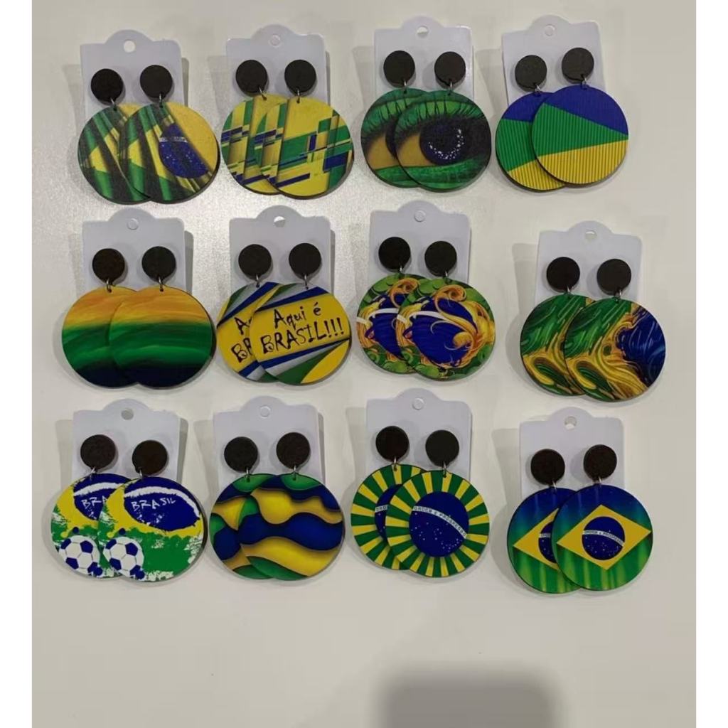 Kit12/6/3 pares Brincos Mdf Impresso Copa do Mundo 2026 Pares