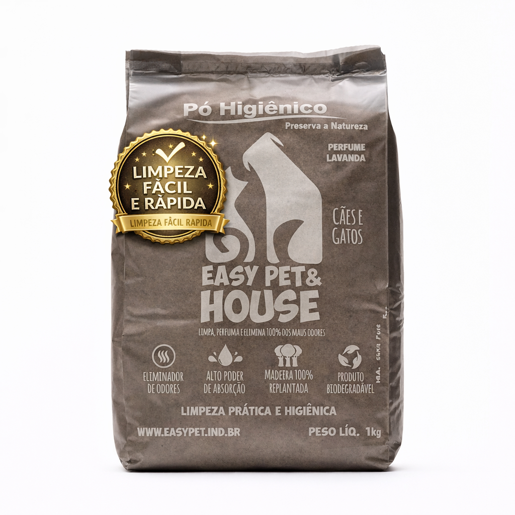 Pó Higiênico Pet Lavanda 1 kg Cachorros e Gatos Elimina Odores Easy Pet e House Seca Xixi