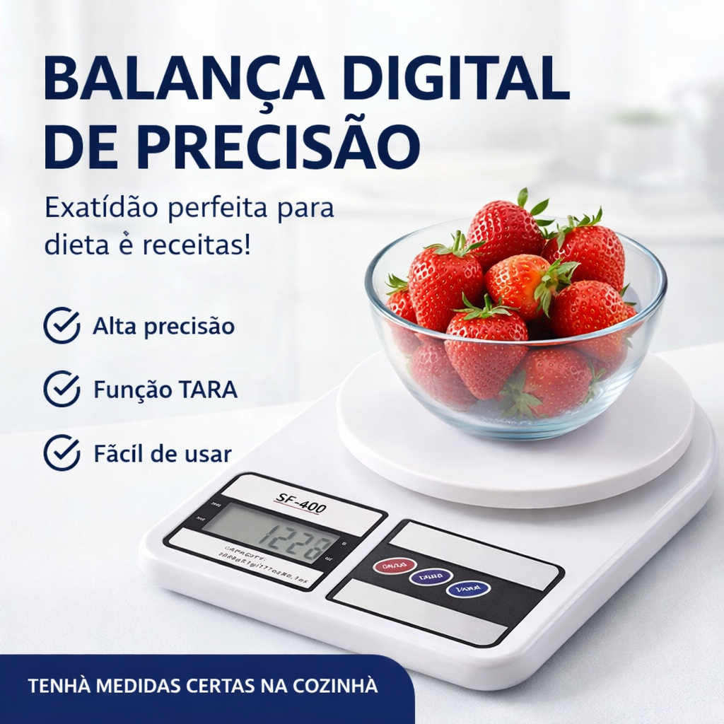 Balança Digital De Precisão Para Cozinha, Para Uso Domestico e Profissional Fitness Dietas Treinos Alimentos até 10kG