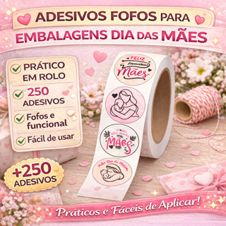 250 Adesivos Fofos | Modelo Dia das Mães | Papelaria Kawaii | 3cm em Oferta na Shopee