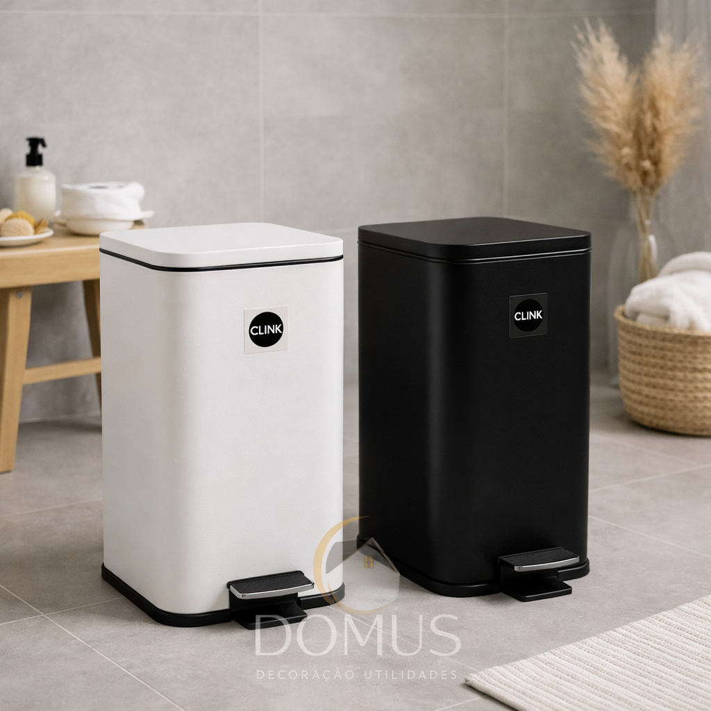 Lixeira 5 Litros com Pedal Amortecedor Banheiro Cozinha Escritório Preta Branca Compacta Moderna em Oferta na Shopee