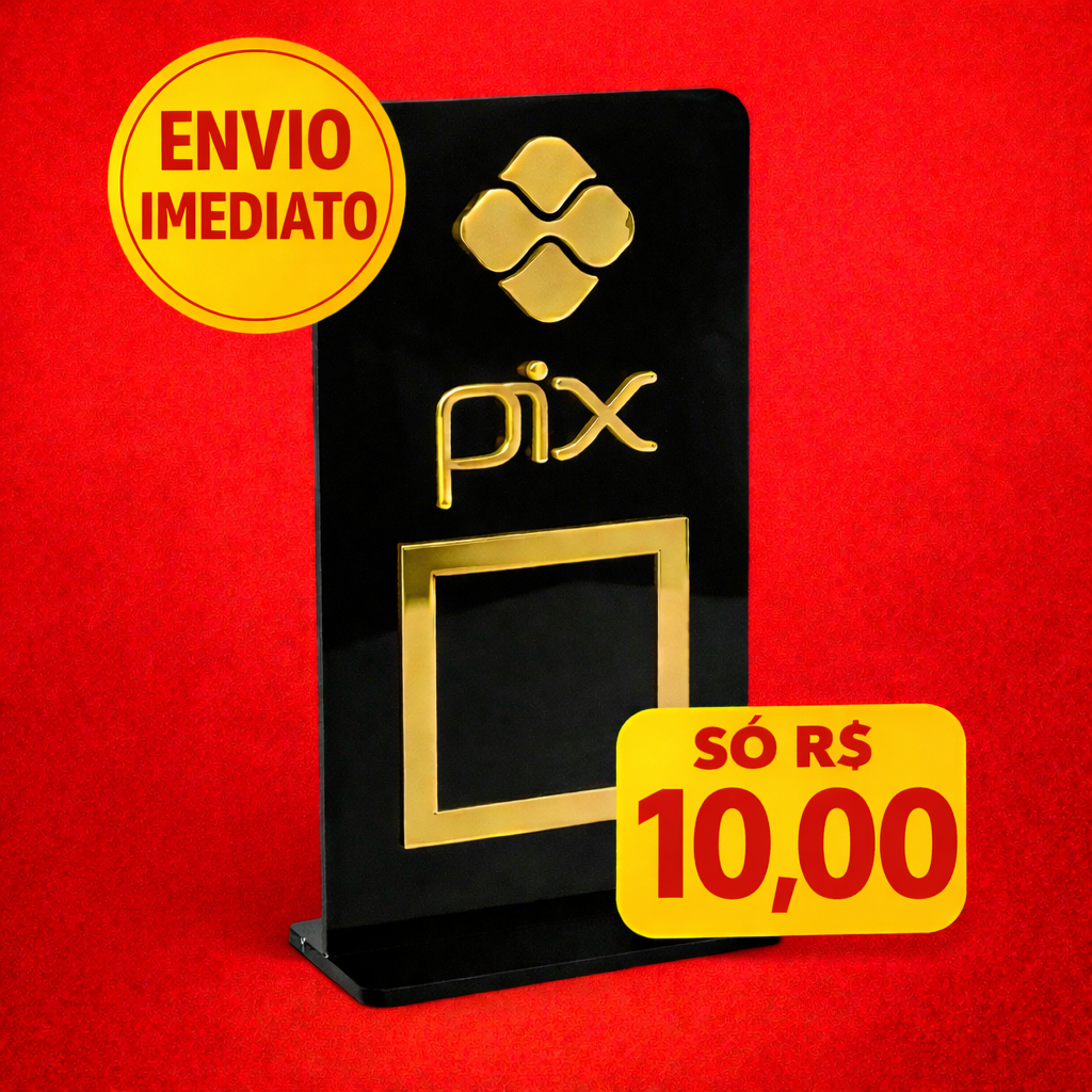 Placa PIX Encaixe Acrílica QR Code Display de Mesa Placa PIX Encaixe Acrílica QR Code Display de Mesa