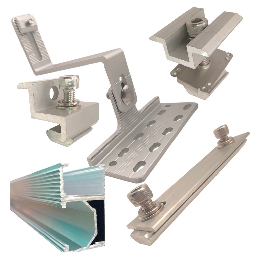 Kit Suporte Fixa Painel Solar para 3 Placas + Trilho