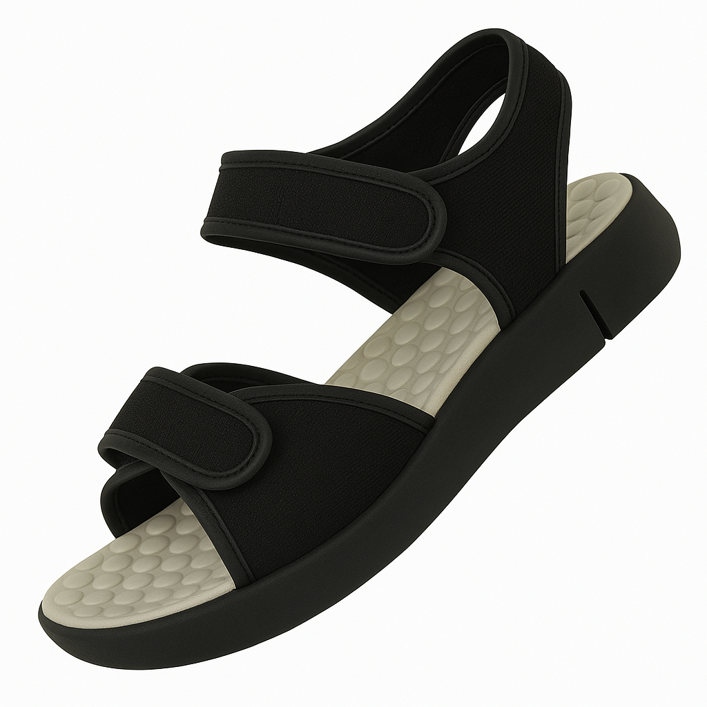 Sandália Feminina Ortopédica Macia Ultraconforto Massageadora Confortável Preta