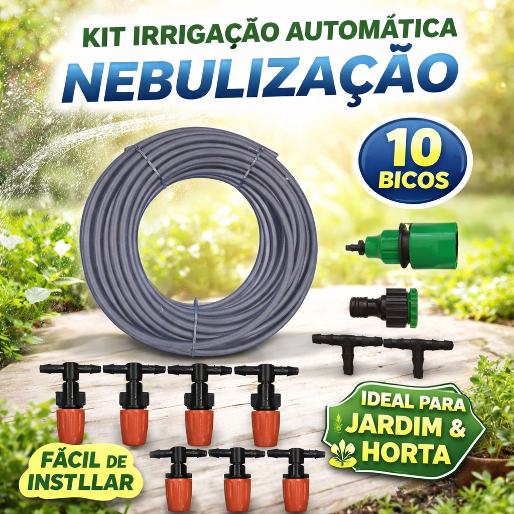 Kit Nebulização 10m 10 Bicos Irrigação Automática Jardim Horta Plantas Estufa Microaspersor em Oferta na Shopee