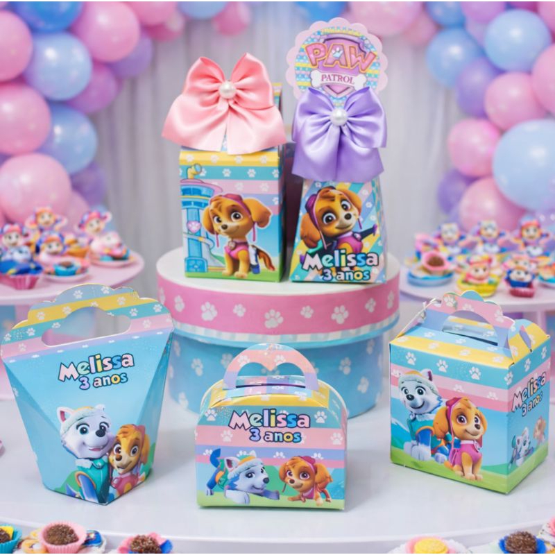 PATRULHA CANINA Kit Festa  Skye e Everest | Lembrancinhas Menina | Caixinhas Personalizadas | Festa Infantil