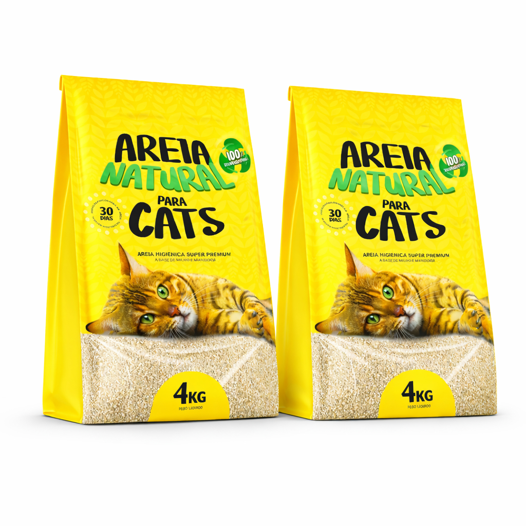 Areia Higiênica Natural Biodegradável Gatos Tiger Cats 2kg forma torroes firmes em 5 minutos kit 2unids