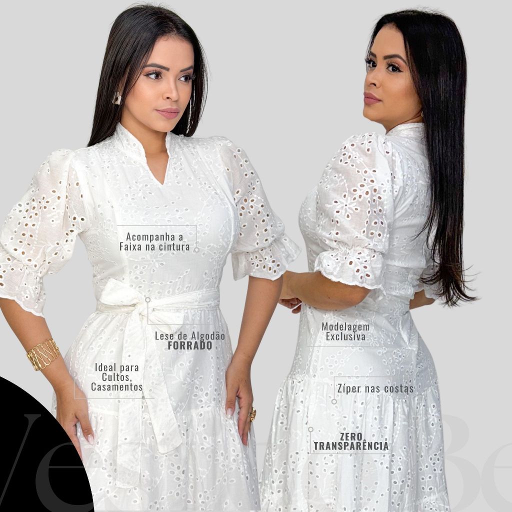 Vestido Feminino Bela Lindo Elegante Lese Algodão Faixa Forrado Perfeito Casamentos, Festas, Eventos em Oferta na Shopee