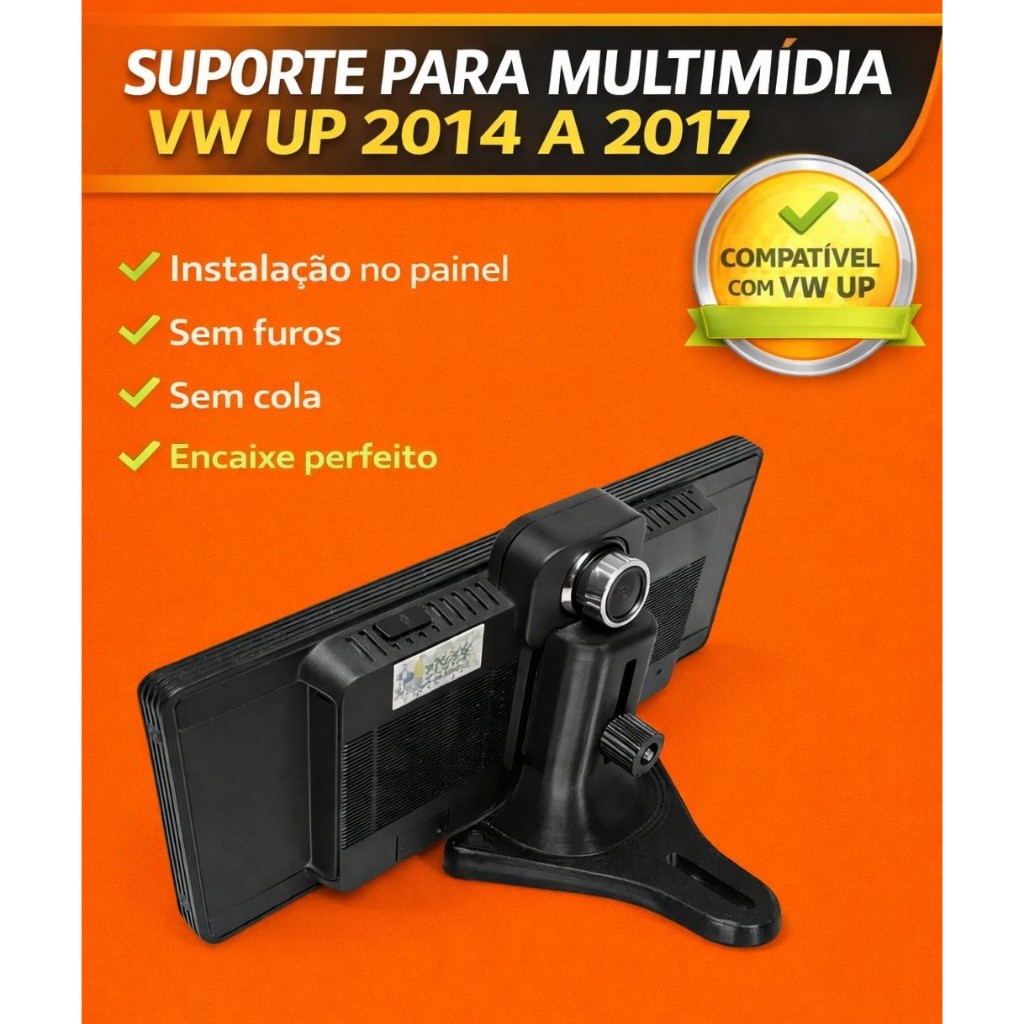 Suporte Para Multimidia Vw Up 2014 A 2017 Preto