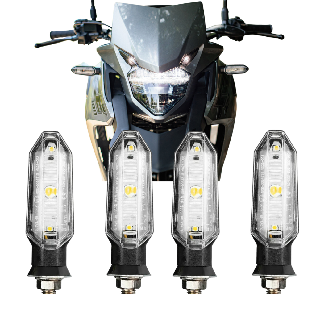 Kit 4 ou 2 Seta Pisca para Moto Universal Modelo Esportivo CB 250F Twister Cb 300 Tornado Bros Xre 300 Ybr 125 Honda