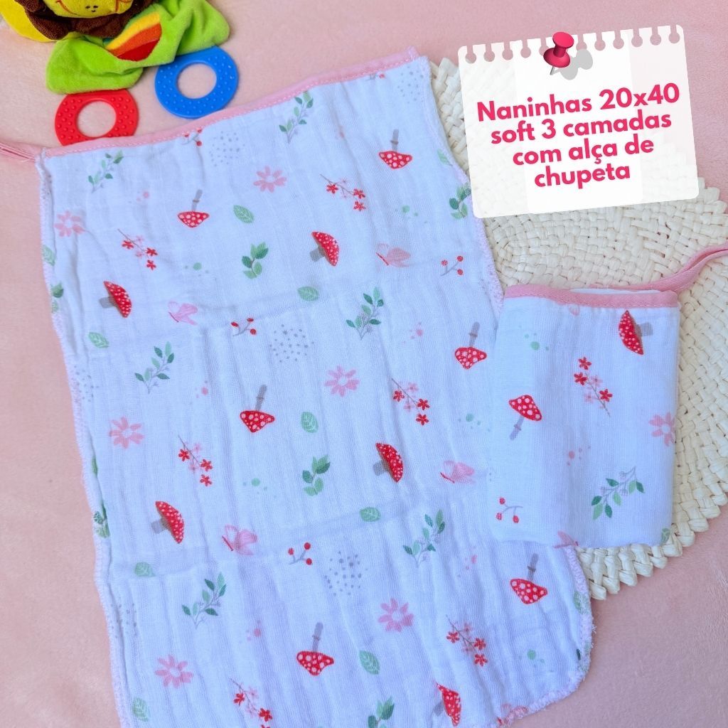 Panos de boca soft 3 camadas kit com 2 fralda de boca 100% algodão