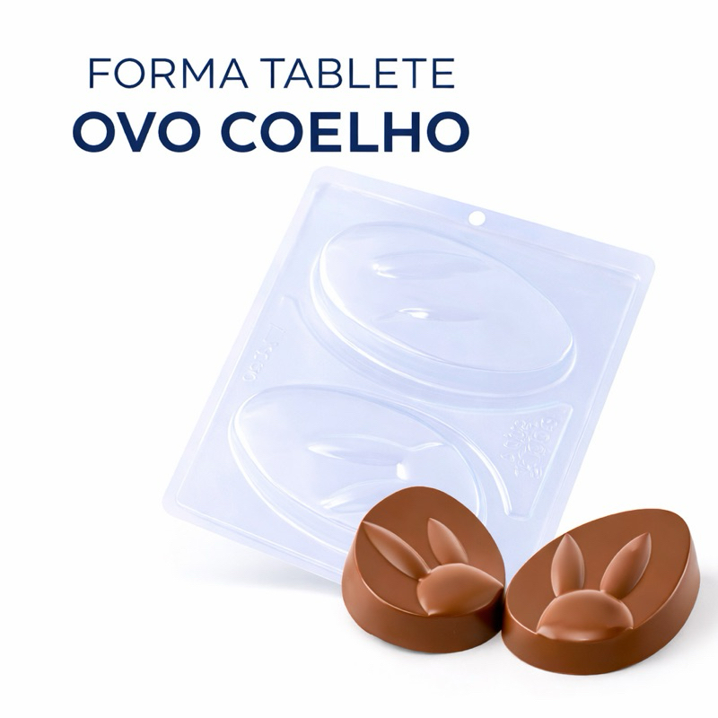 Forma Tablete Ovo Coelho Chocolate Recheado | Molde Ovo de Páscoa 2 Cavidades em Oferta na Shopee