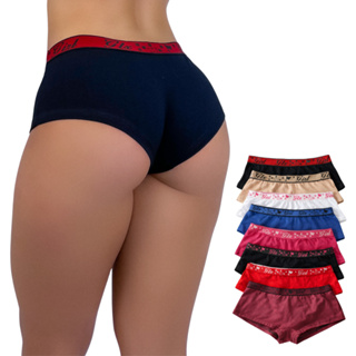 Kit 10 Calcinha Box Cueca Feminina Shortinho De Algodão Com Forro Não Marca Na Roupa em Oferta na Shopee