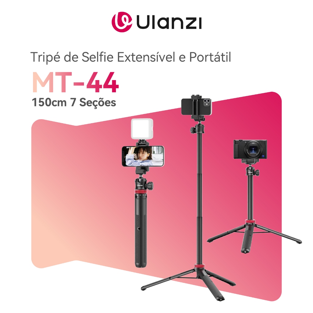 ULANZI MT-44 Tripé Profissional 1,5m Para Celular E Câmera Suporte 2 Em 1 Com Cabeça Esférica 360° em Oferta na Shopee
