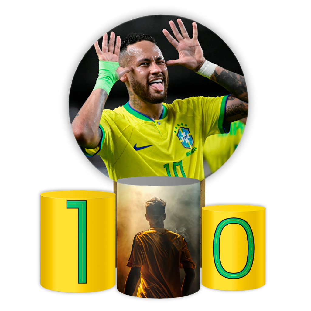 Capas Painel e Cilindros Decoração Copa do Mundo Jogador Seleção Brasileira Hexa Torcida Veste Fácil