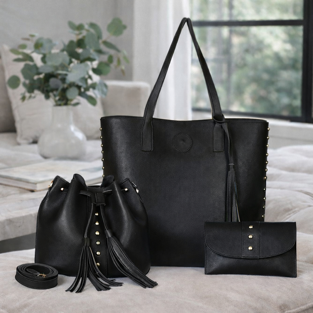 Bolsa Feminina Kit 3 Peças Bolsa Sacola + Bolsa Saco + Necessaire Envio Imediato Promoção