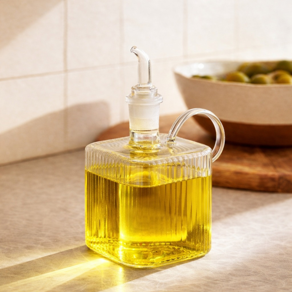 Galheteiro Azeite 300ml Vidro Borossilicato Antigotejamento Porta Azeite Vinagre Cozinha Gourmet