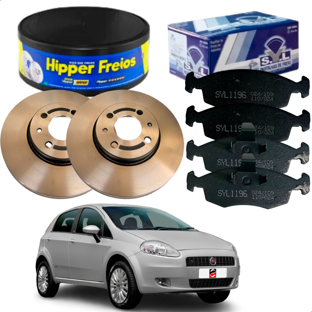 2 Discos Freio + Pastilhas Punto 1.4 2008 2009 2010 2011 em Oferta na Shopee