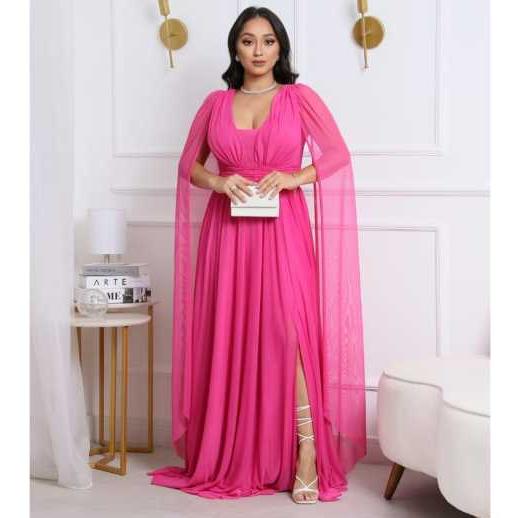 Vestido Longo de Festa Capão com Trança na Cintura Abertura Lateral Ideal para Madrinha Casamento Formatura