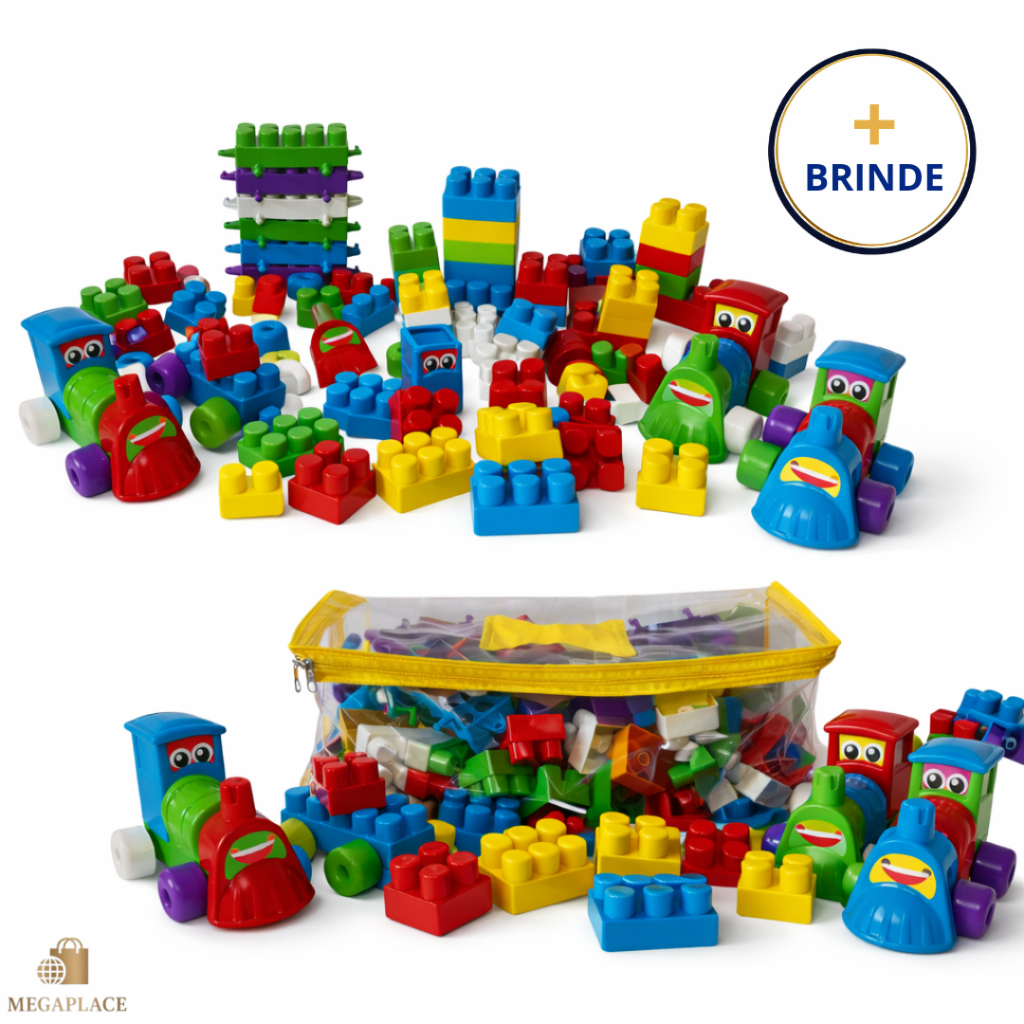 Blocos de Montar 224 Peças Baby com Trenzinho e Bolsa – Educativo e Colorido em Oferta na Shopee