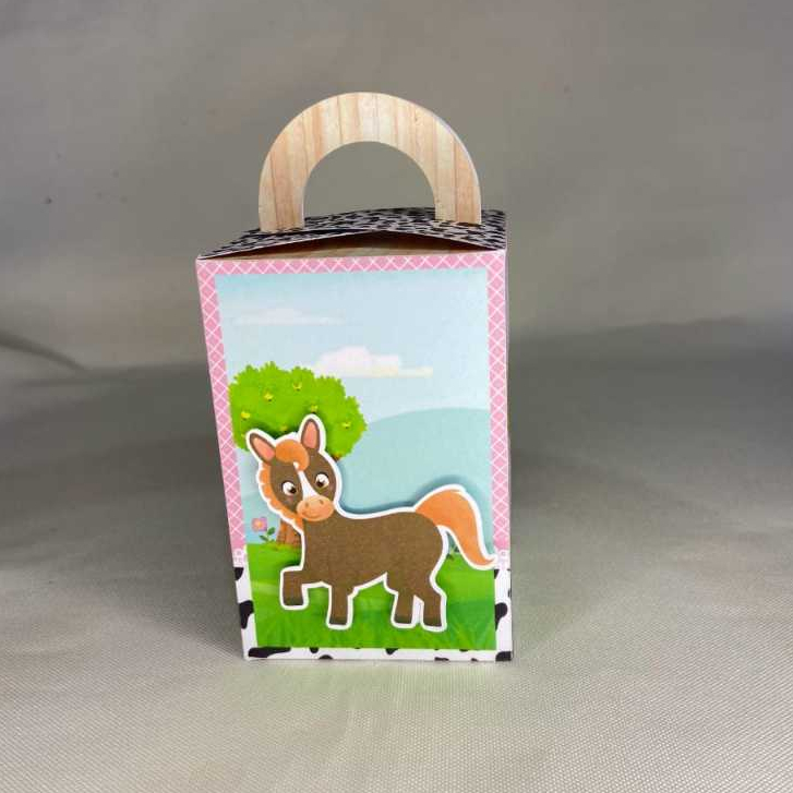 Caixas Alça personalizada no tema Fazendinha rosa com 10/20/30 unidades - caixinha personalizada – lembrancinhas