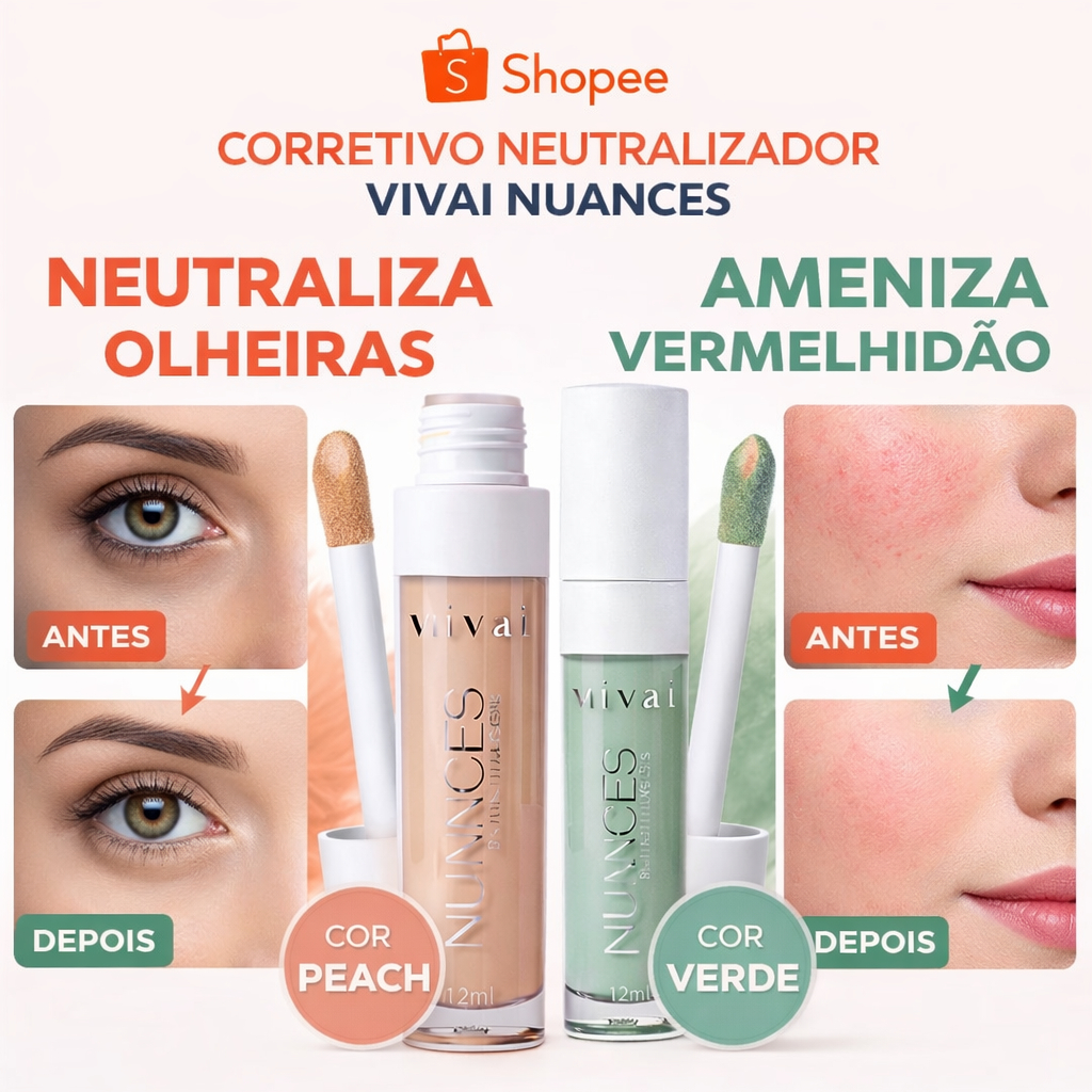Corretivo Neutralizador Tom de Pele - Corretivo Verde Vermelho