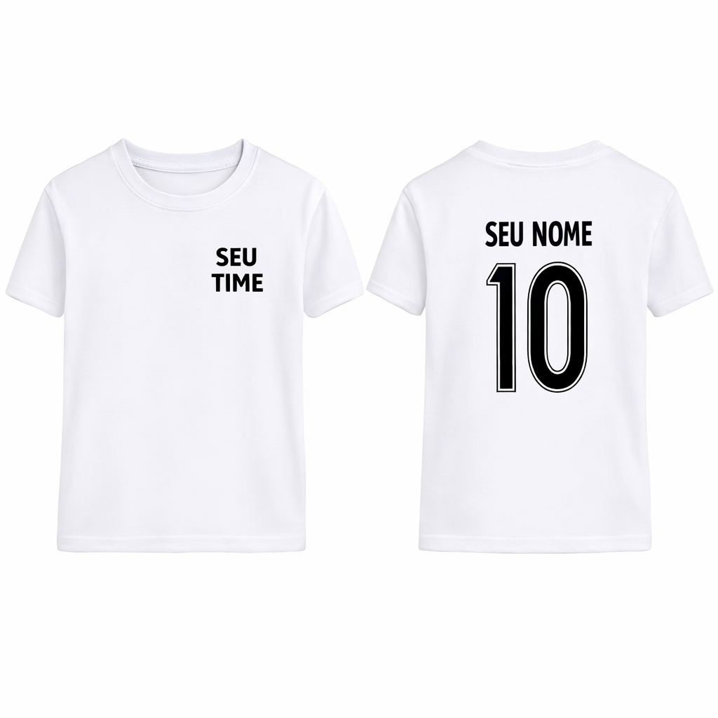 Camiseta Infantil Personalizada Nome e Número Camisa Time
