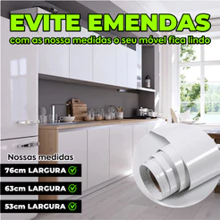 Adesivo Vinil Branco 76, 63 e 53Cm de Largura no Brilho ou Fosco