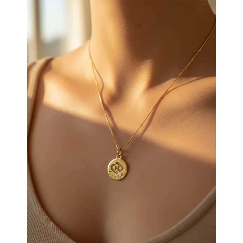 Colar Corrente 45 cm Banhado Ouro 18k Pingente dourado Signos Horóscopo - Câncer em Oferta na Shopee