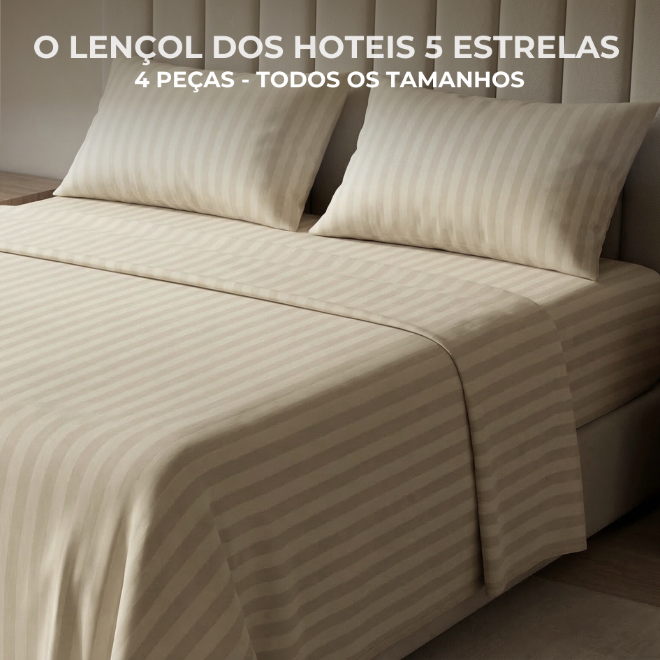 Jogo de Lençol 4 peças Padronado Micro Percal Penteado 500 Fios Cama Solteiro Casal Queen King