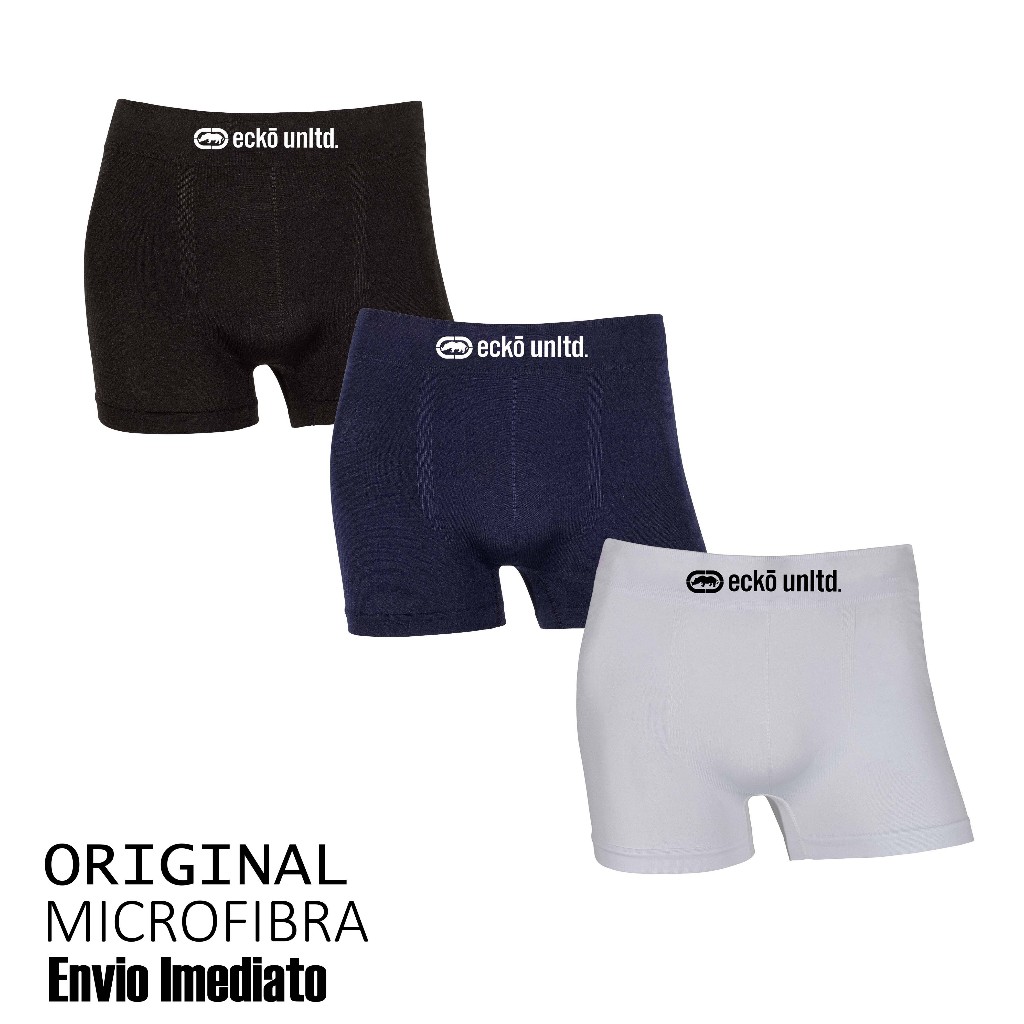 Kit 3 cuecas boxer Ecko Original Sem Costura Microfibra