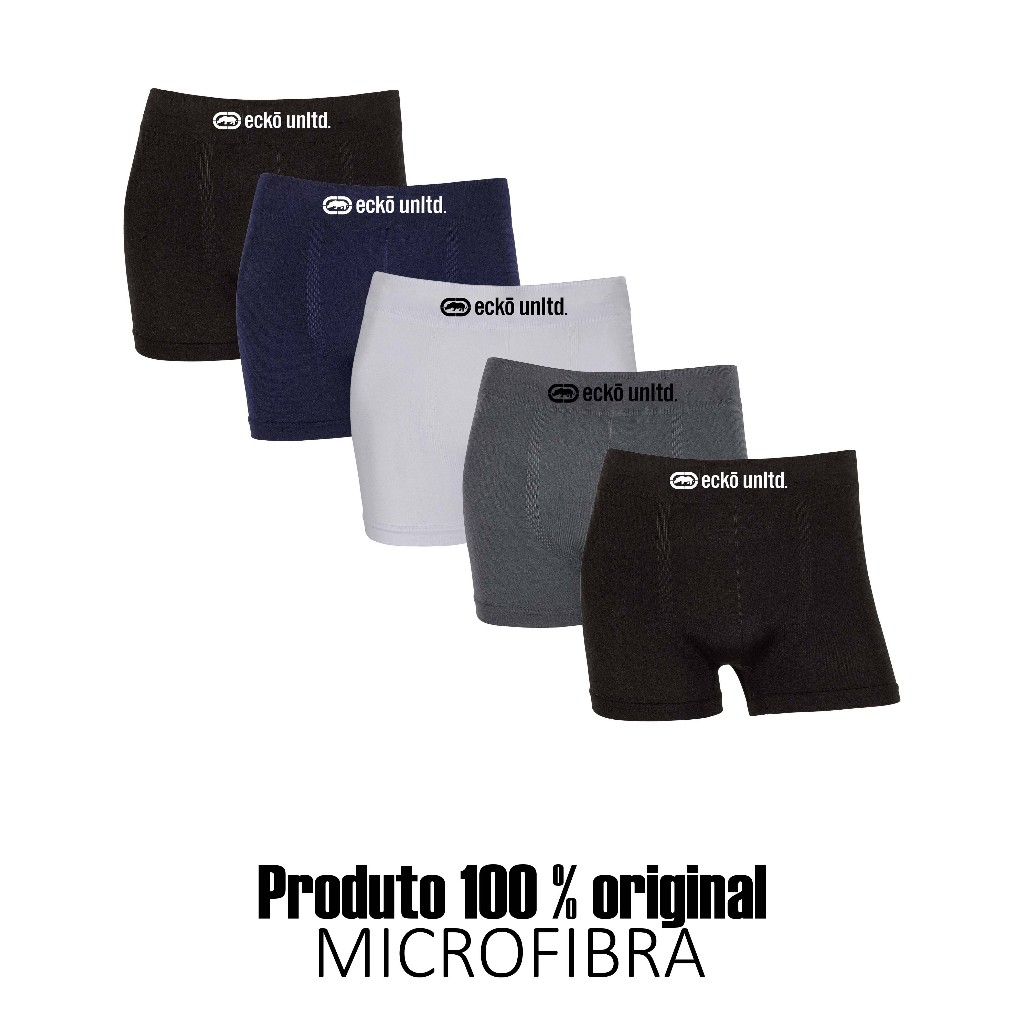 Kit 2 ou 5 cuecas boxer Ecko Sem Costura em Microfibra