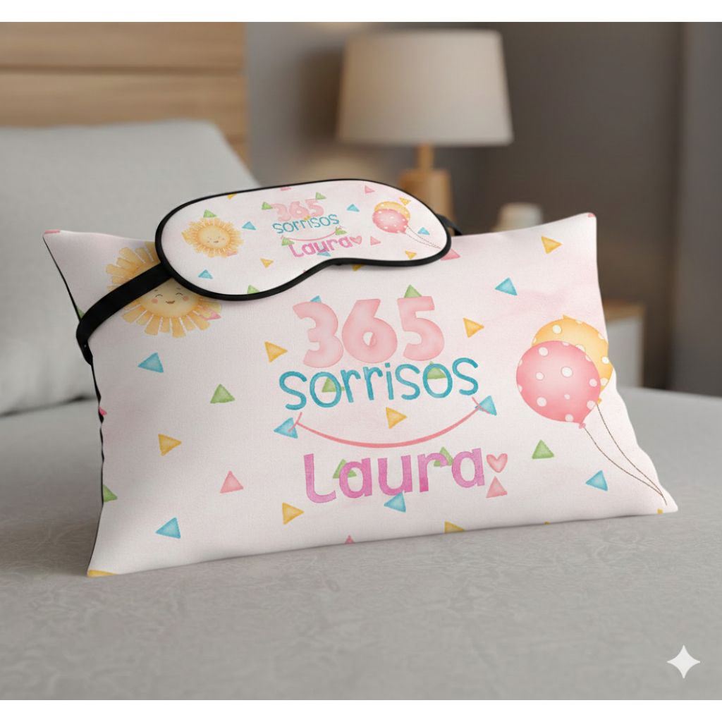 Kit Almofada e Tapa Olho Personalizado Fazemos Todos os Temas Kit Festa do Pijama Lembrancinha Personalizada Kit Festa
