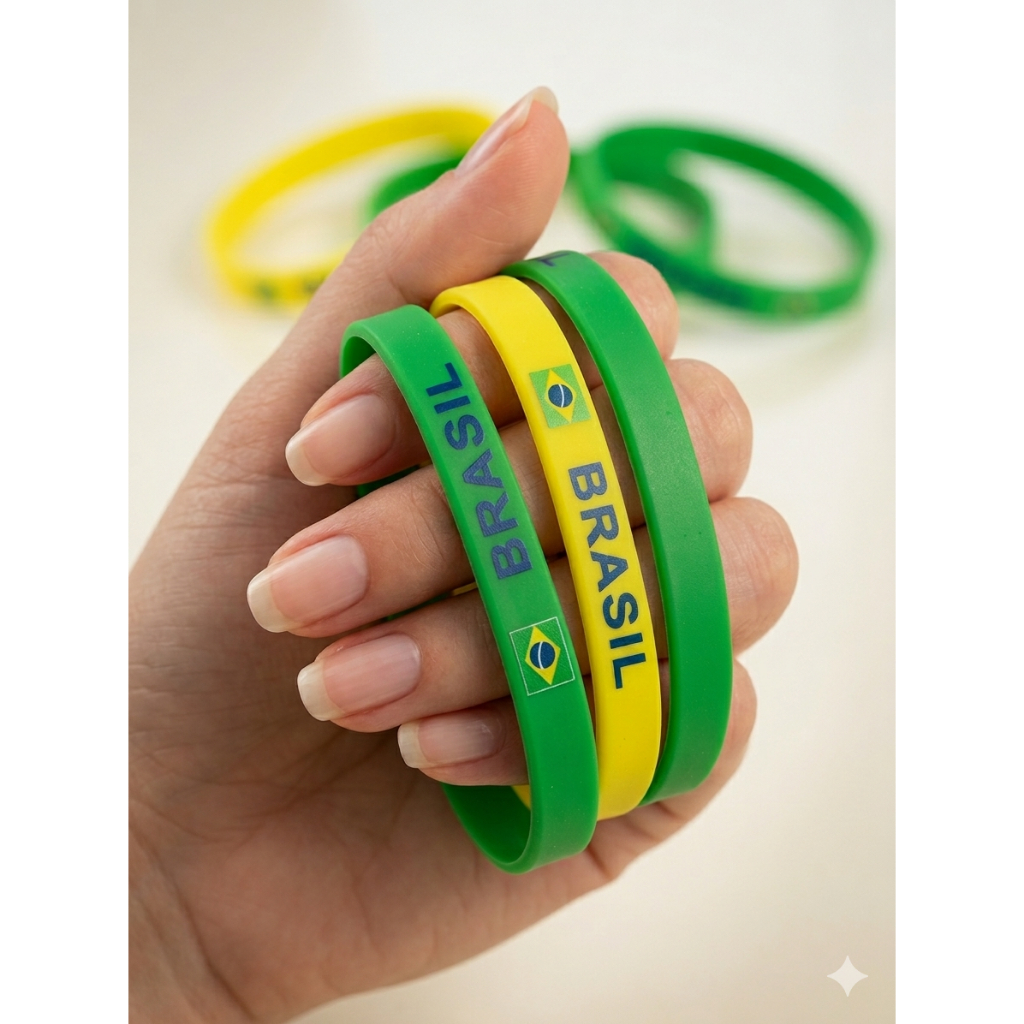 Kits Pulseiras de Silicone Brasil – Verde e Amarelo, Unissex-26