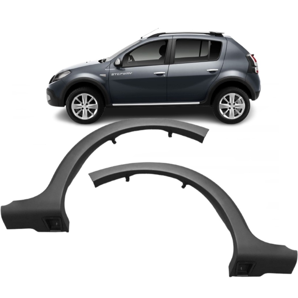 Par Moldura Alargador Paralama Traseira Sandero 12 13 14 Stepway Maior