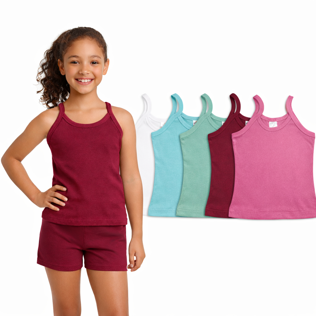 Kit 4 Regatinhas Infantil Menina Ribana Algodão com Elastano Tam 4 ao 16 Cores Sortidas