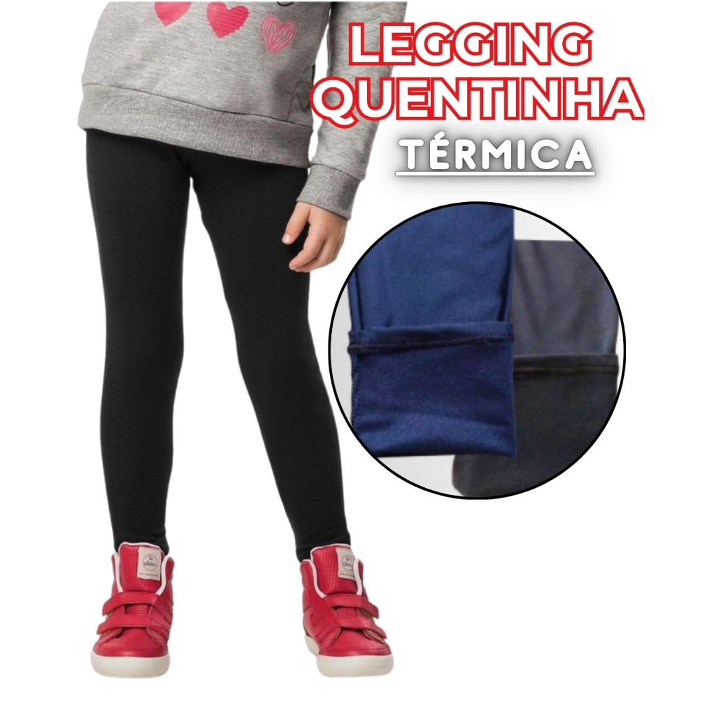1 Calça Peluciada Infantil Térmica Escolar Flanelada Juvenil Legging Menina Leg Até 16
