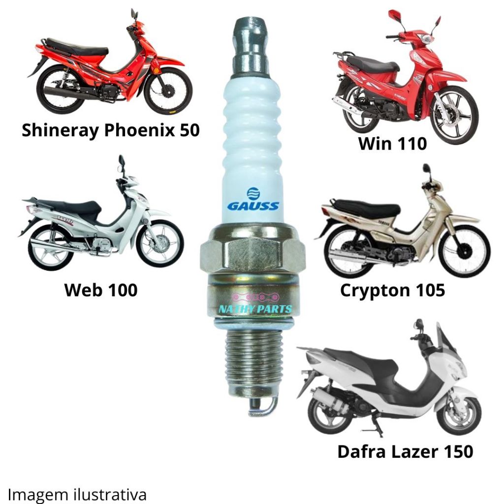 Vela De Ignição Shineray Phoenix 50 Jet 50 Web 100 Zig 50 Crypton 105 Zig 50 Win 110 Dafra Lazer 150