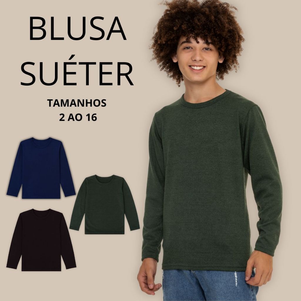 Blusa Suéter Infantil Casaco Juvenil Masculino Lã Fina3028-A