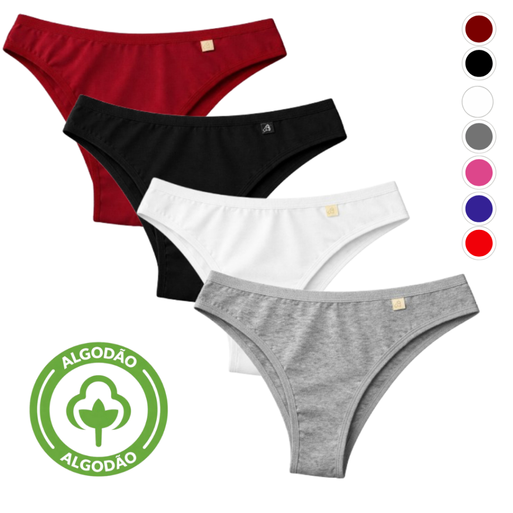 Kit 3, 6 ou 9 Calcinhas Femininas Algodão – Super Conforto (Cores Sortidas) em Oferta na Shopee