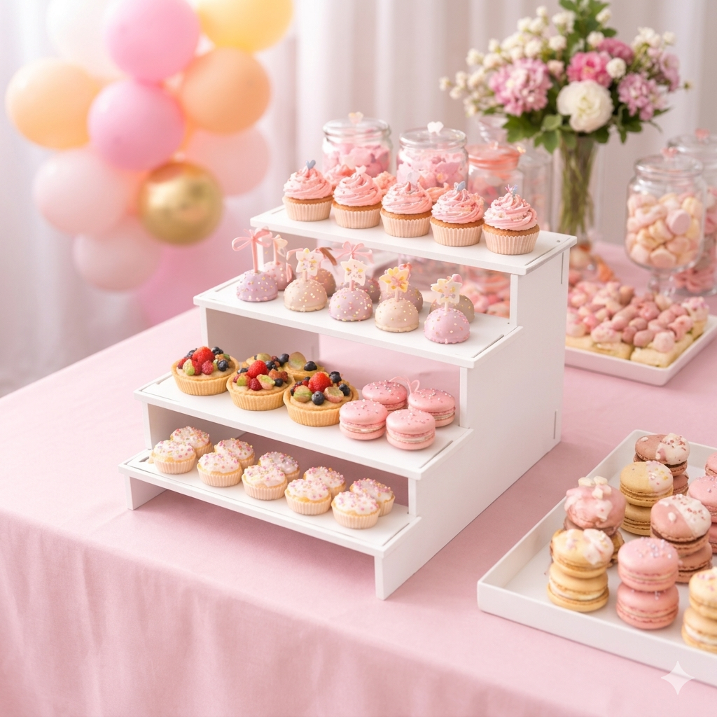 Escada P/ Decoração de Mesa 4 Degraus em MDF BRANCO Linha PREMIUM Promoção Casa Decor em Oferta na Shopee