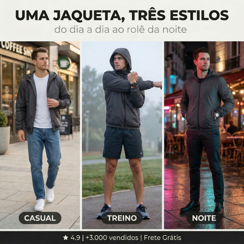 Jaqueta Tipo Corta Vento Outono/Inverno Masculino com Bolso Interno Leve Envio Rápido