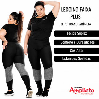 Legging Plus Size Feminina Cós Alto Suplex Alta Compressão Não Transparente Academia G1 G2 G3 50 52 54 56 em Oferta na Shopee