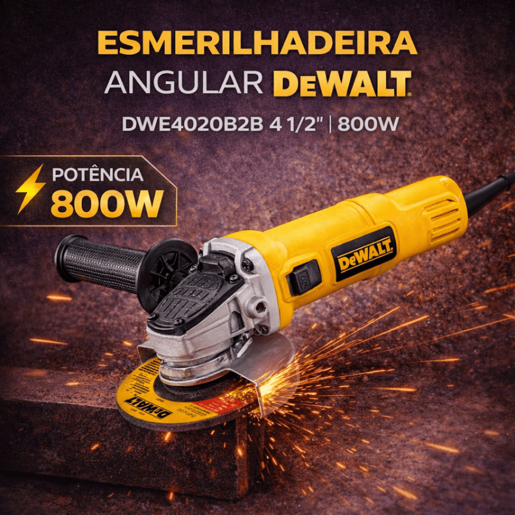 Esmerilhadeira Angular Dewalt 4.1/2" 800W DWE4020B2B 115mm Profissional Corte e Desbaste Metal