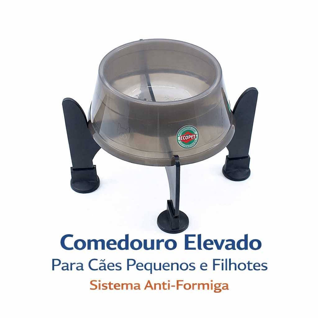 Comedouro Elevado Para Cães Pequenos e Filhotes 300ml 15cm Anti-Formiga Postura Correta Cor Fumê em Oferta na Shopee