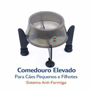 Comedouro Elevado Para Cães Pequenos e Filhotes 300ml 15cm Anti-Formiga Postura Correta Cor Fumê em Oferta na Shopee