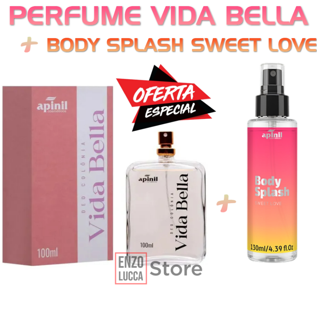 🔥 KIT PERFUMADO 🔥  🌸 Perfume Vida Bella + Body Splash Sweet Love APINIL 🌸