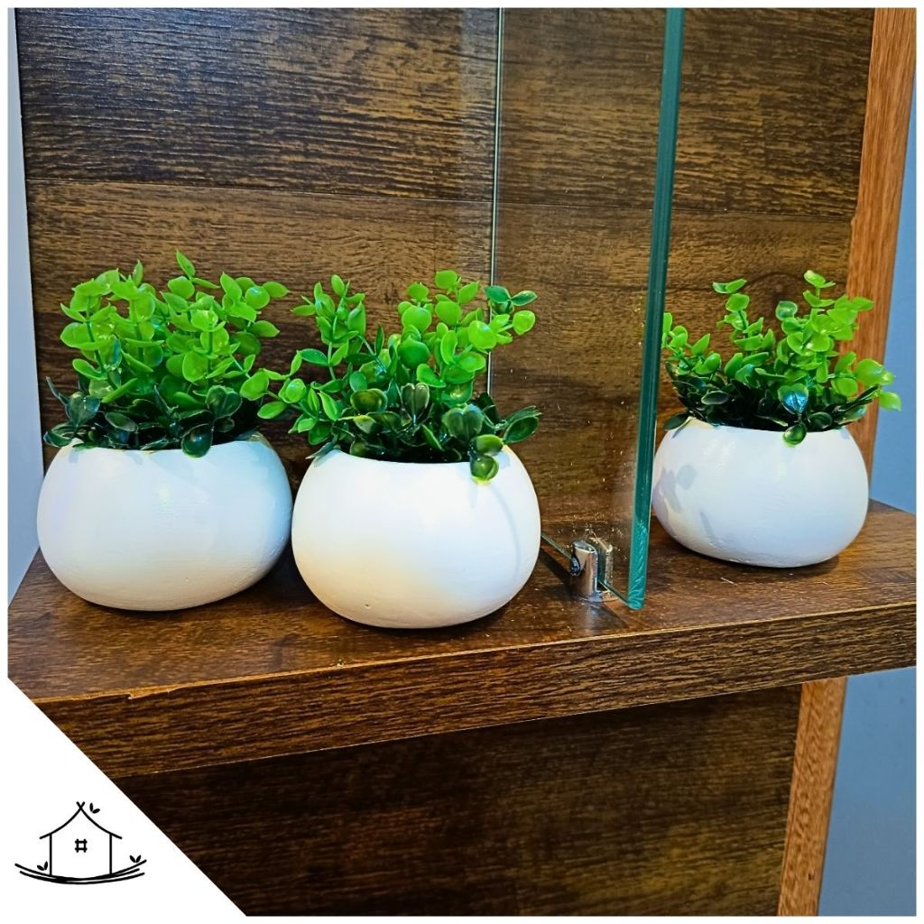 Kit 3 Mini Vasos Decorativos Bojudinhos  Brilhantes + Arranjo Artificial Casa Móveis Minimal